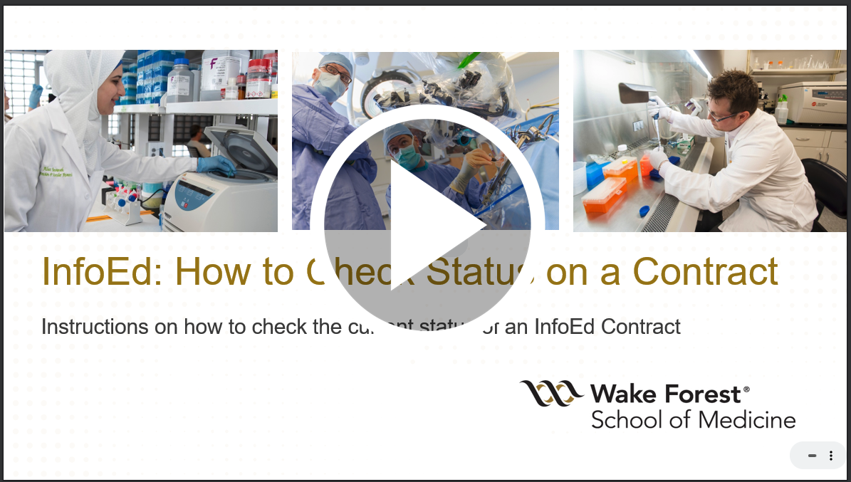 InfoEd: How to Check Status on a Contract