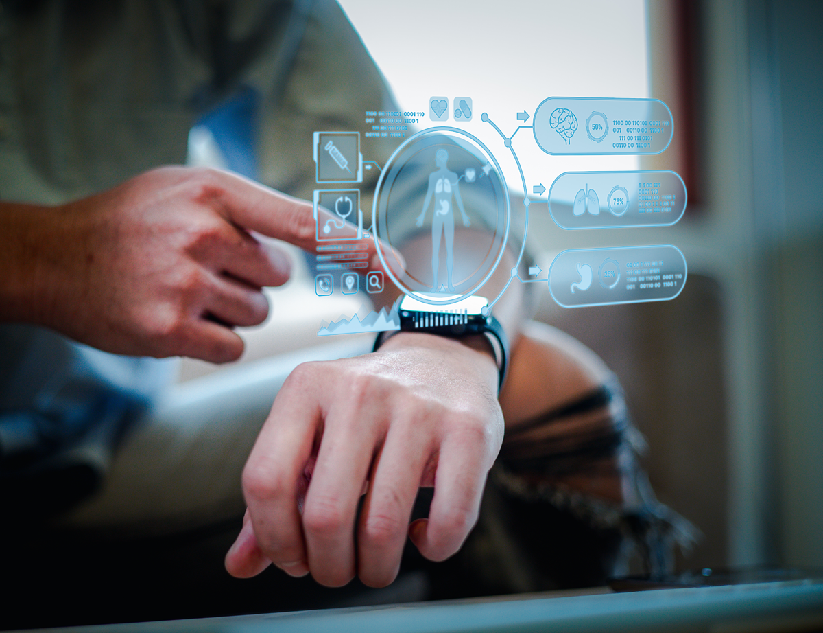 Person monitoring their health via smart watch